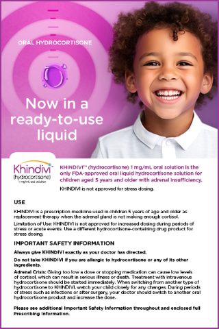 Caregiver brochure cover featuring a smiling kid in front of a purple background with a droplet in the center of a purple bullseye.